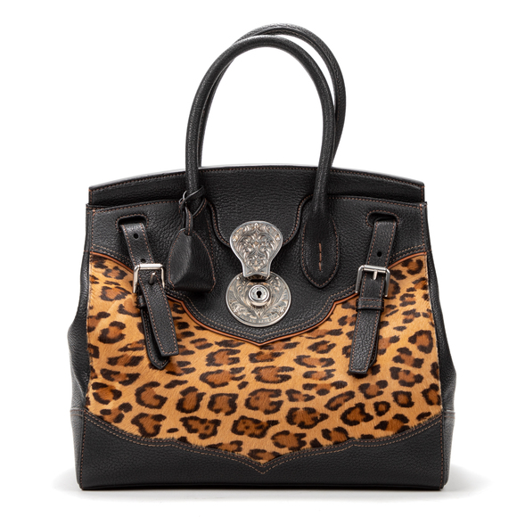 Ralph Lauren Handbags - Ralph Lauren Ricky   in Black Leopard Calfskin leather